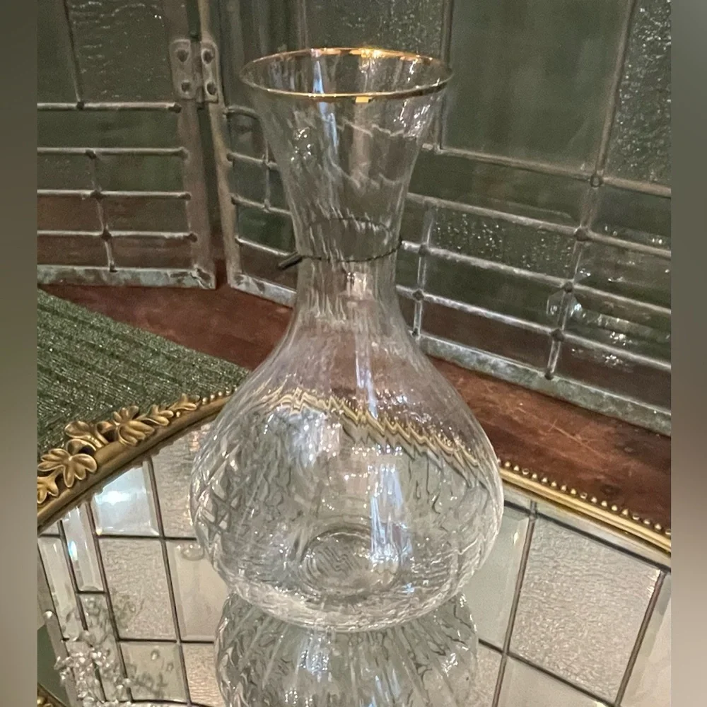 Anthropologie Waterfall Carafe -Hand-painted crystalline, 24k gold NEW